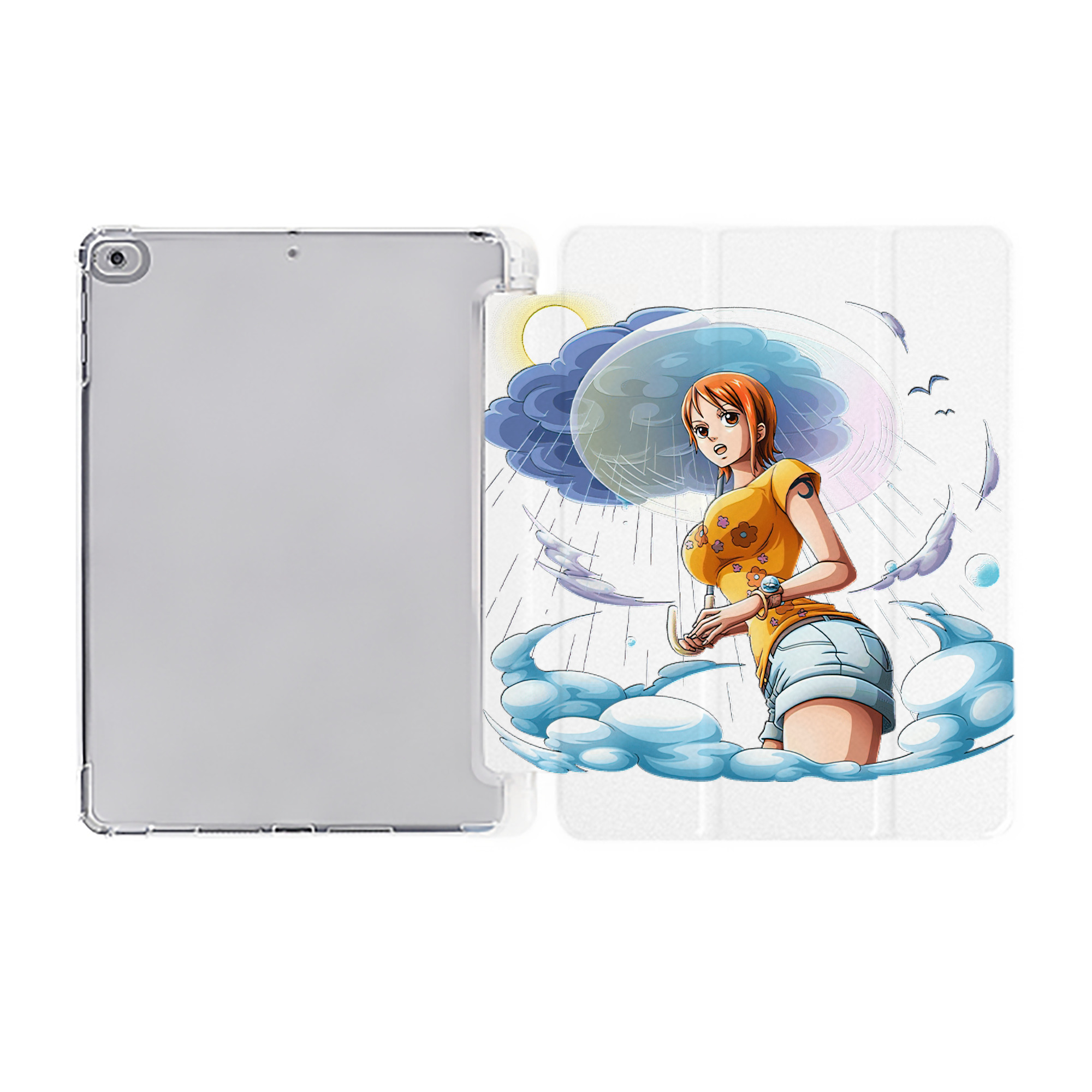 （画像用） ワンピース ナミ ONE PIECE Nami IPad ケース ペン収納付き 三つ折りスタンド PUレザー×シリコン 対応機種9.5/10.5/10.9インチ